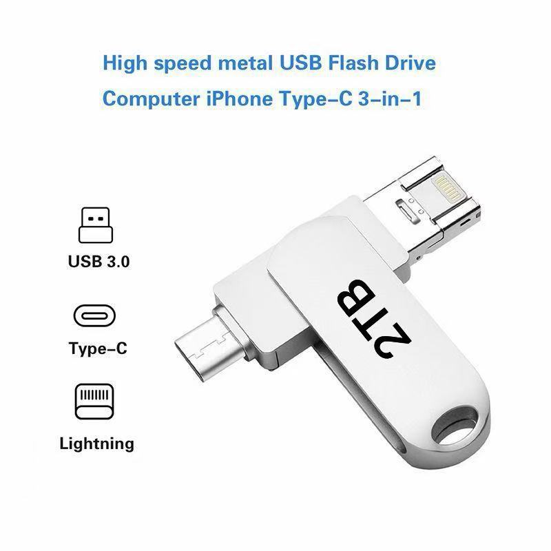 跨境手机U盘适用萍果安卓typec电脑多功能OTG金属手机优盘1TB 2TB