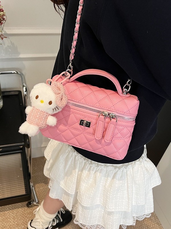 Xiaoxiangfeng bolso pequeño portátil mujer 2025 nueva moda cadena de rombos pequeño bolso cuadrado coreano bolso de mensajero simple