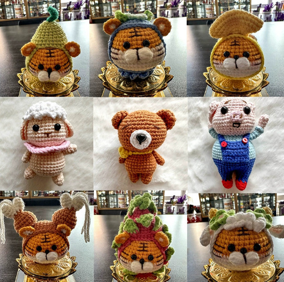 Caijie Decorative Home Crochet Customized A002 Pendant Handmade Crochet Finished Cartoon Doll