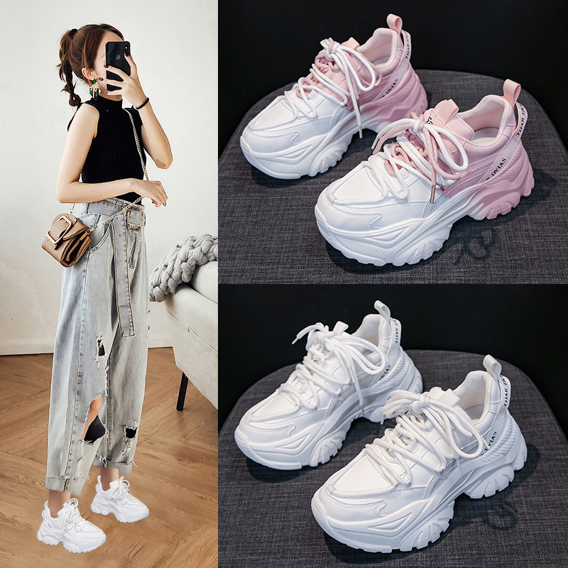 Korean Fashion Dad Shoes for Women 2025 Spring New Thick-Soled Small Height-Increasing White Summer Sports Casual Shoes