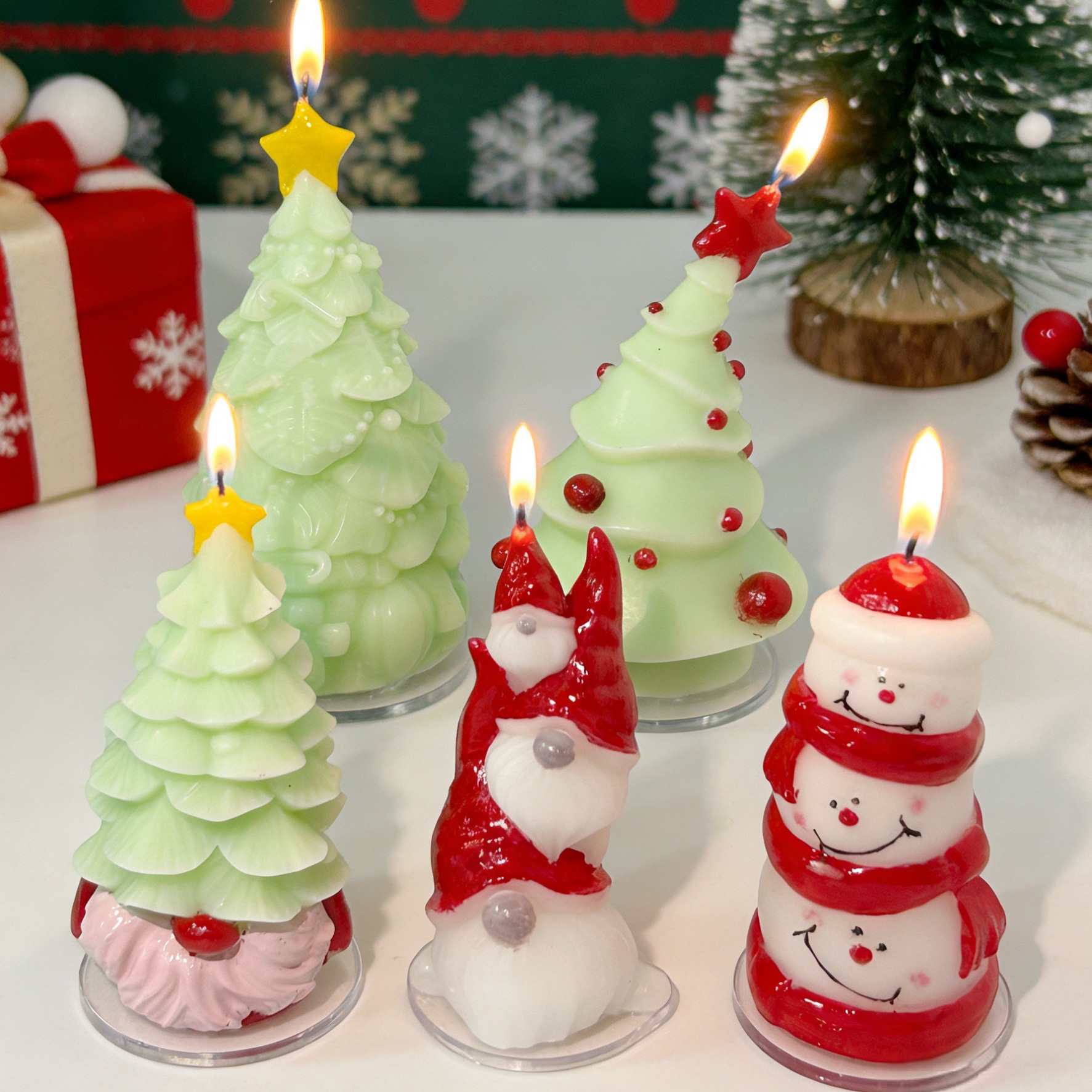 Snemand led lys flammefrit julepynt sikkert_voghion.com