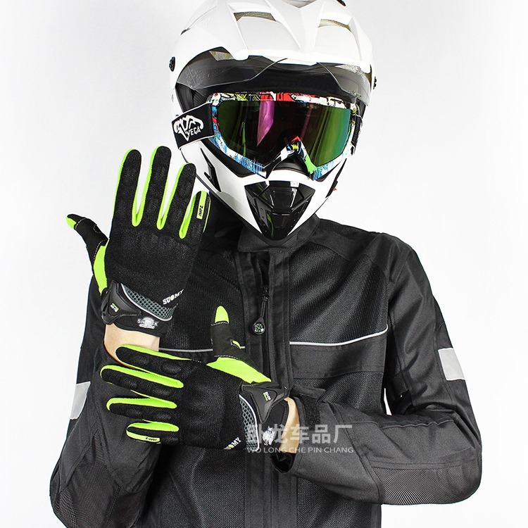 Guantes de motocicleta hombres y mujeres Knight equipment Riding anti-caída antideslizante pantalla táctil motocicleta carreras guantes de dedo completo cuatro estaciones