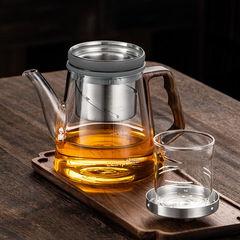 WBZ7 all-glass liner elegant cup teapot household walnut rotating lift tea water separation tea cup do