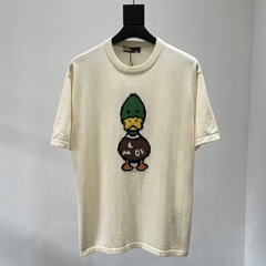 南油高品原標豪華潮ロバ家連名金アヒルジャカードネット赤同金男女半袖ニット