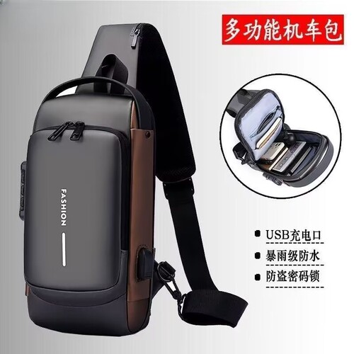 Men's Bust Bag with Combination Lock Anti-Theft Men's Crossbody Bag Casual Sports Motorbike Bag Men's Single Shoulder Bag