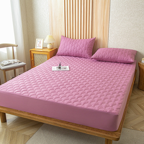 Cross-border Amazon Shopee Waterproof Bed Sheet Set Washable Solid Color Mattress Cover Potty Proof Mattress Protector Bed Cover Bed Skirt Group Buying