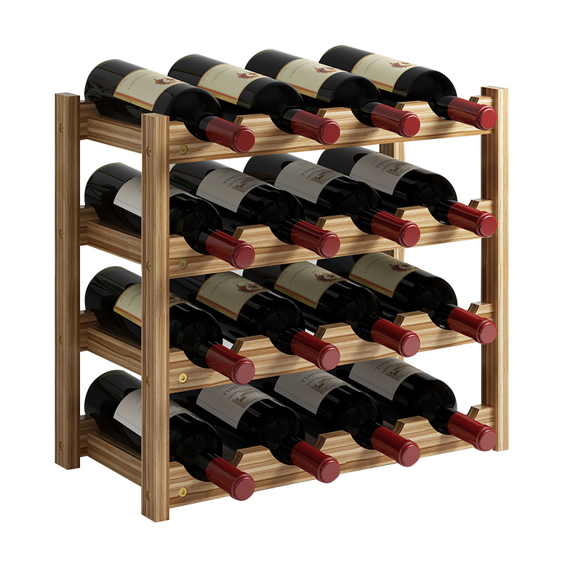 Red Wine Rack Ornaments Wine Rack Solid Wood Household Small Simple Red Wine Cabinet Display Rack Red Wine Grids Direct Sales
