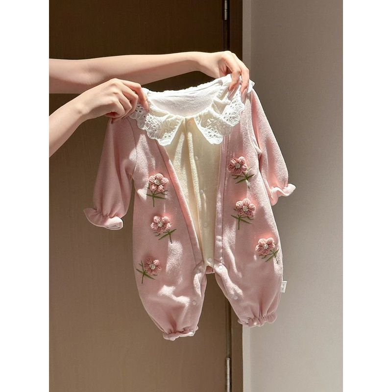 幼儿春秋款外出连体衣爬服女宝宝韩版秋装百天新生儿长袖洋气衣服|undefined