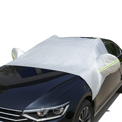 Car Half-Cover Thickened Sunshade, Front Windshield Sunshade, Dustproof and Leaf-Proof Car Half-Cover Set (Car snow shield) - sedan-model-22m-half-mask-with-ears-double-layer-thickened-version