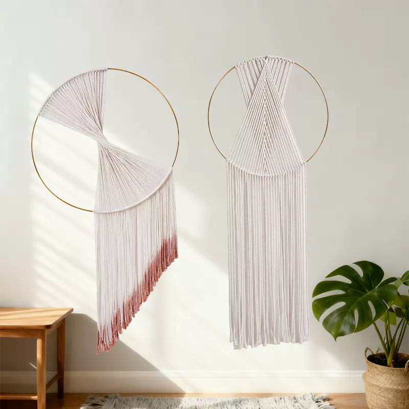 圆圈挂毯 新款手工编织流圆圈苏挂毯波西米亚民宿客厅装饰