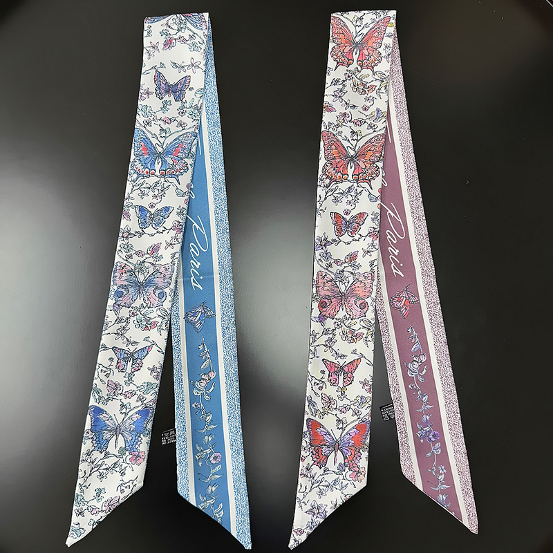 Pañuelo de seda de imitación, banda larga, bufanda de cuello con sentido avanzado, bolsa de toalla de seda, pañuelo en la cabeza, cinturón para el cabello, cinturón para el cabello, cinturón para el cabello