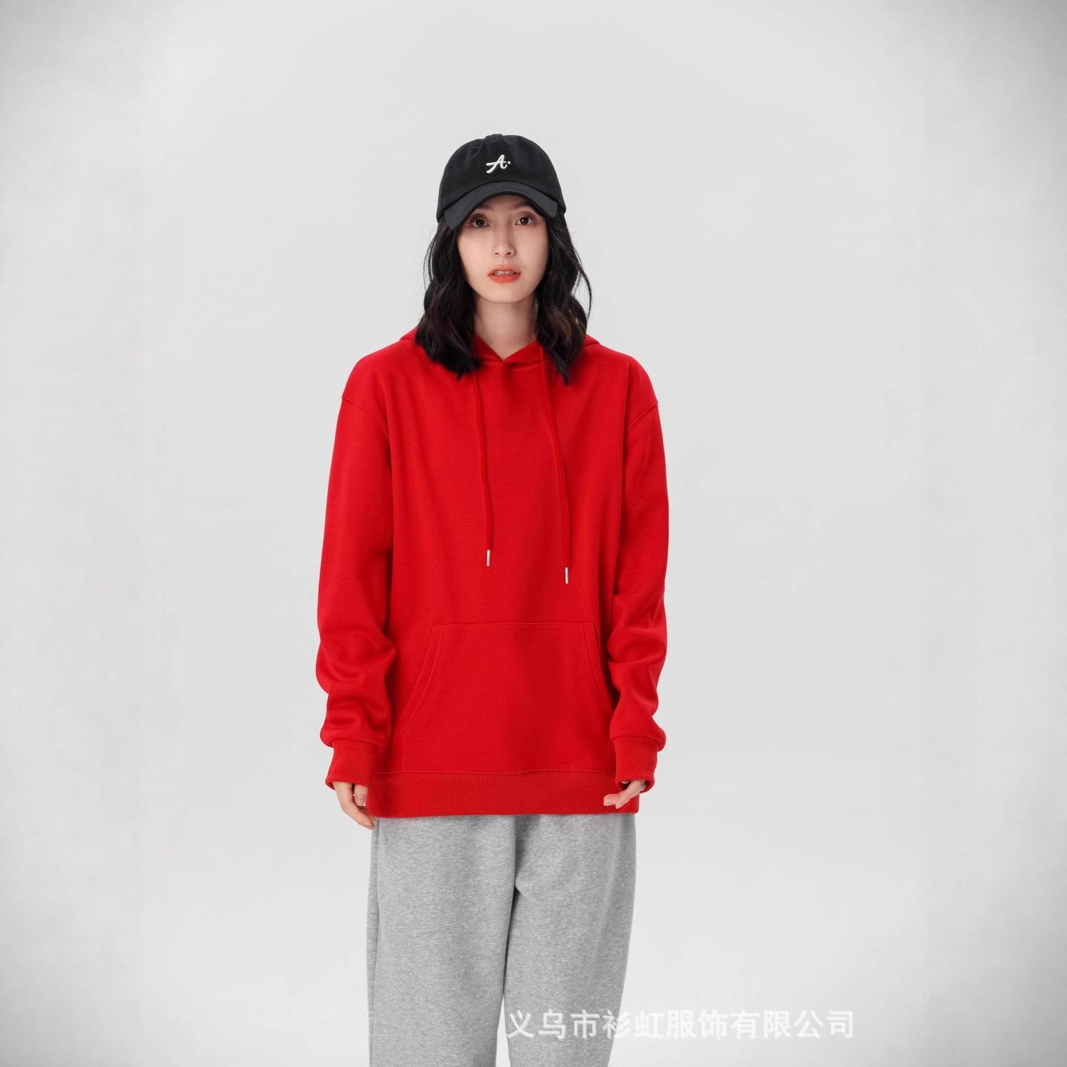 龙鑫1202秋冬重磅500克仿棉复合奥粒绒宽松连帽卫衣团体工作服