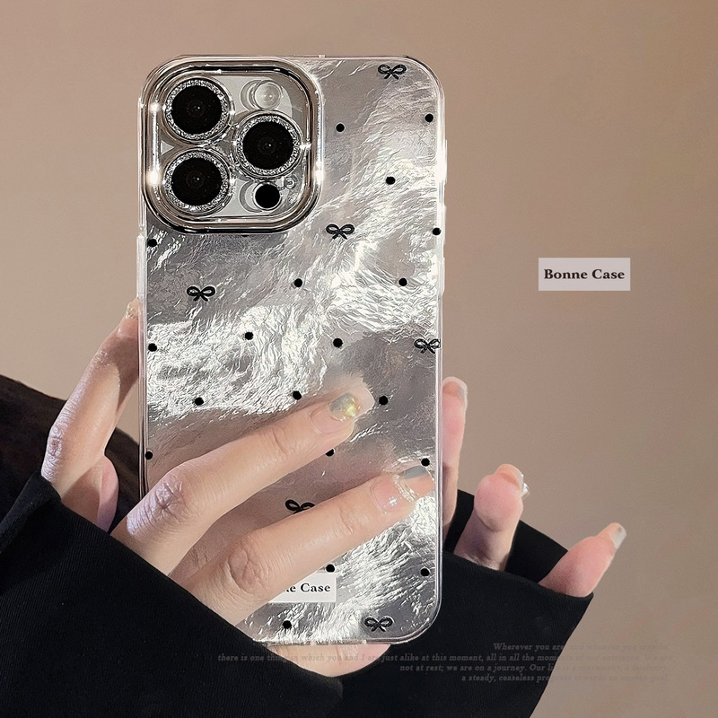 Minimalist Style Bowknot Phone Case Suitable for iPhone 17, 15 Pro Max Lens Protector, iPhone 13 Glacier 16