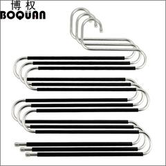 Manufacturer wholesale stainless steel multi-layer anti-slip S-shaped trouser rack multi-functional clothes hanger magic trouser rack five-layer storage trouser rack