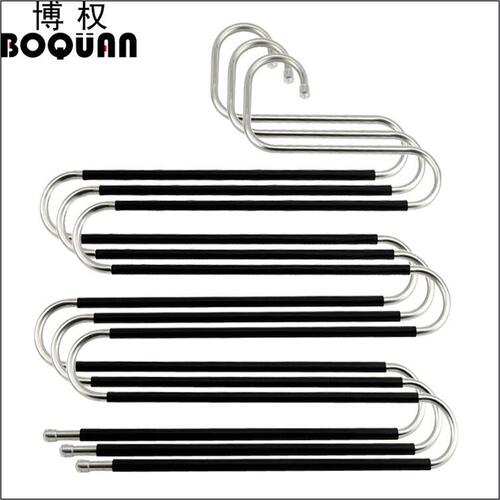 Manufacturer wholesale stainless steel multi-layer anti-slip S-shaped trouser rack multi-functional clothes hanger magic trouser rack five-layer storage trouser rack