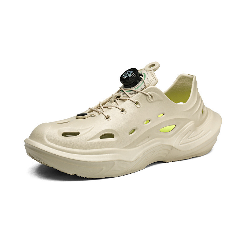 2024 botón giratorio agujero zapatos de verano para hombre con una sola gruesa de sandalinas de playa al aire libre slippers