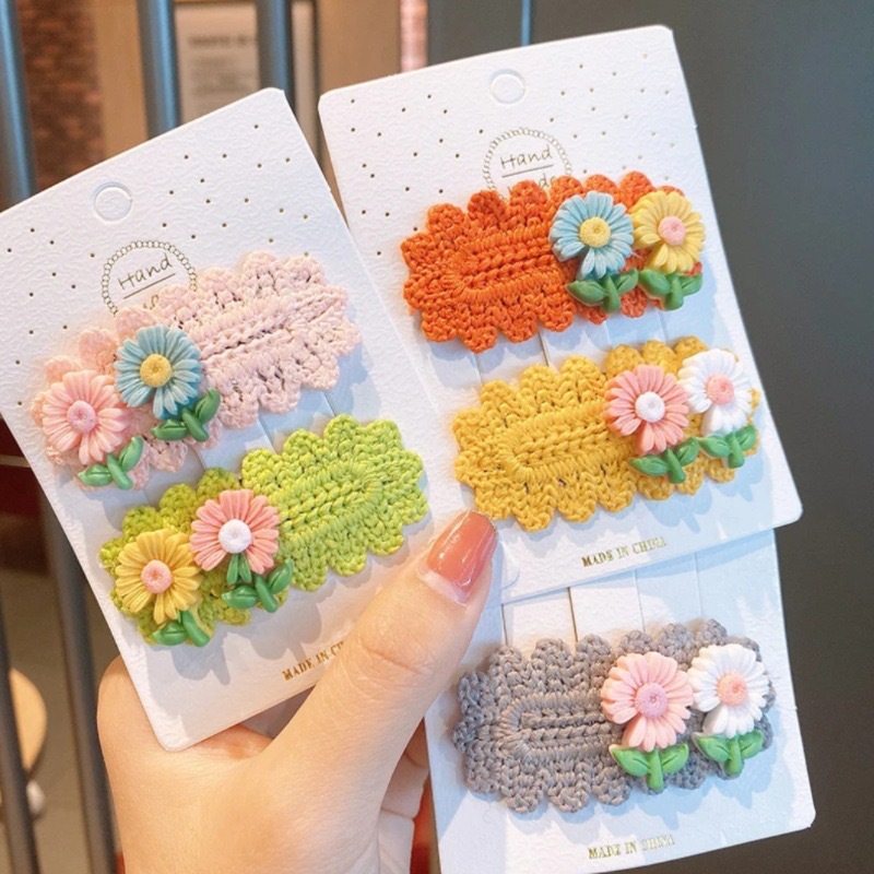 Niedliche Gänseblümchen Haarspange Für Mädchen Gestrickte Spange_voghion.com