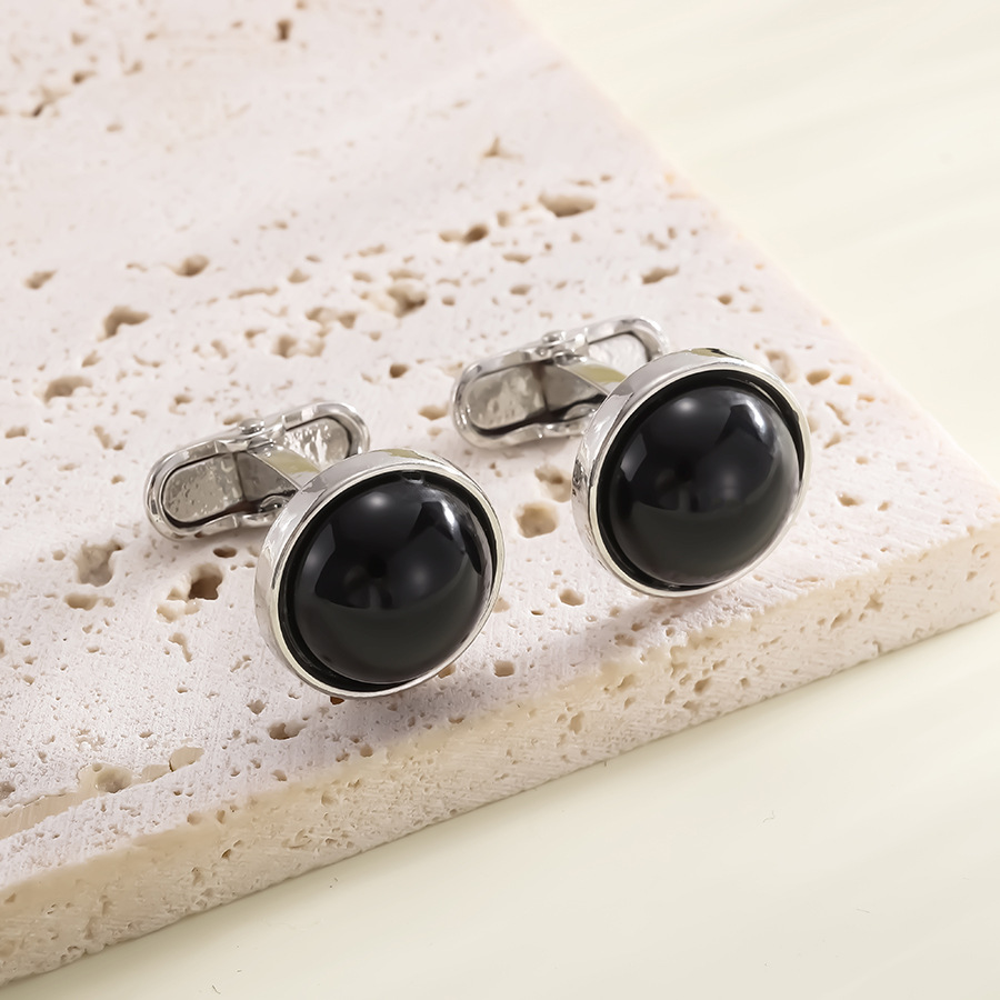 Manschettknappar med ädelsten för herrskjorta retro stil_voghion.com