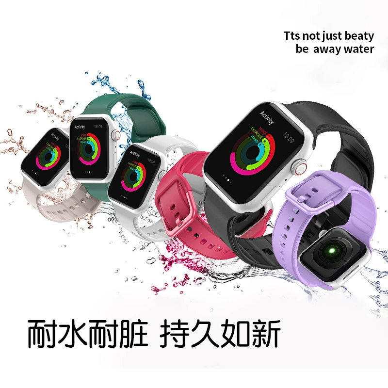 Применимый силиконовый ремешок Apple однотонный с вышивкой дышащий спортивный браслет для запястья мужчин и женщин iwatch1234567se