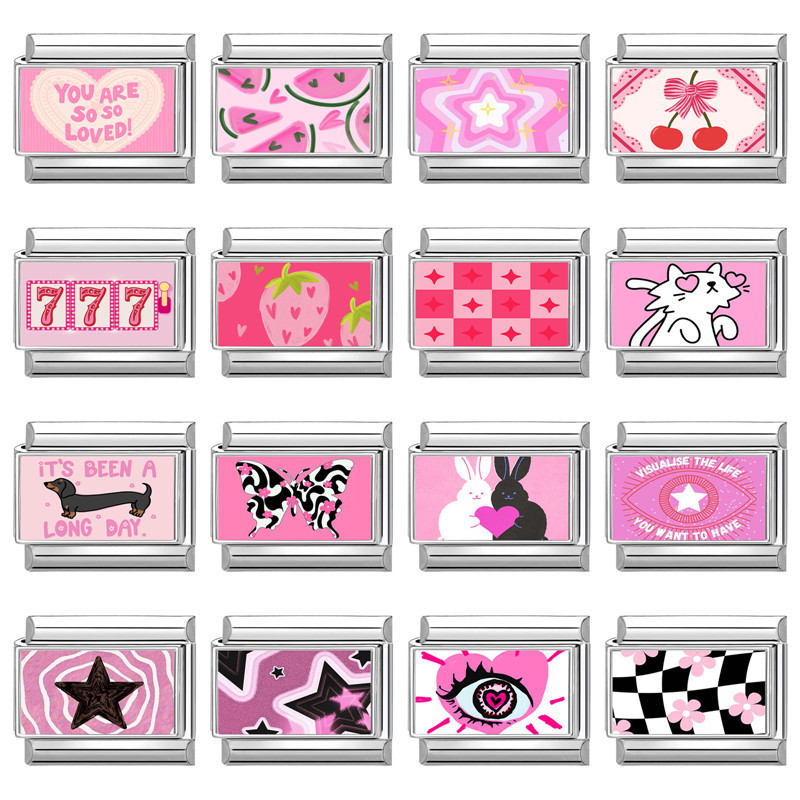 Pink Series Multifunctional DIY Cute Cartoon Style Module Italian Creative Connectable Jewelry Accessories Bracelet