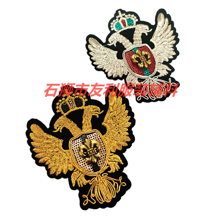 厂家直销新款欧版五金珠片特种绣花章服装辅料布贴补丁