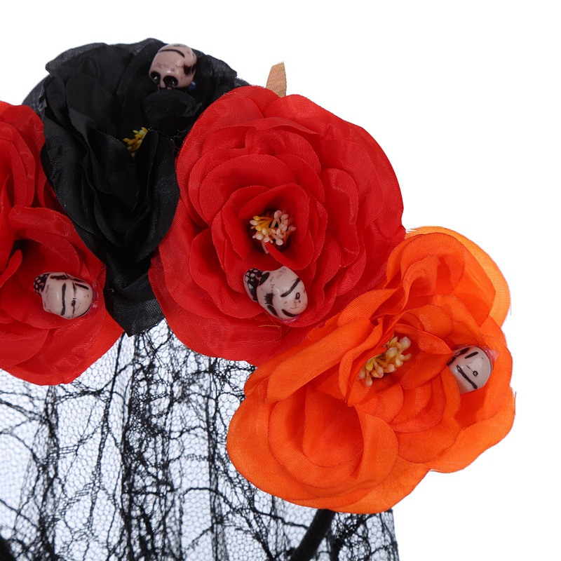 Flower, Skull Pattern Women's Gender Halloween Gothic Lolita Women's Flower Skull Epoxy Hair Band