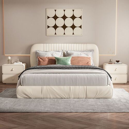 Home Modern Simple Internet Celebrity Princess Style Light Luxury Leather Bedroom Storage Cabinet Free of Installation All Solid Wood Bedside Table