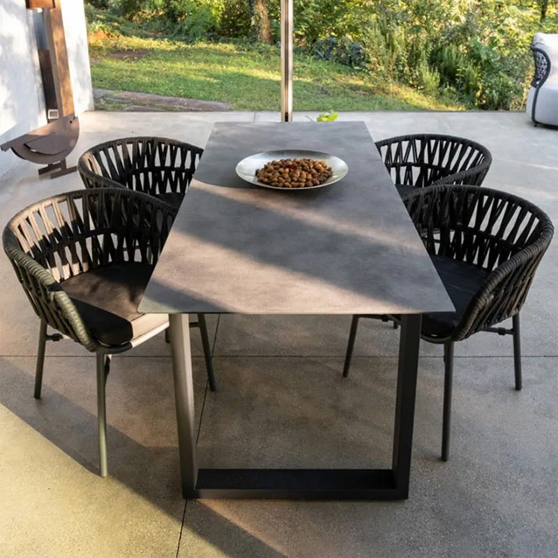 Mesa y silla de jardín al aire libre combinación de patio al aire libre villa zona de ocio balcón al aire libre silla de caña de aluminio muebles