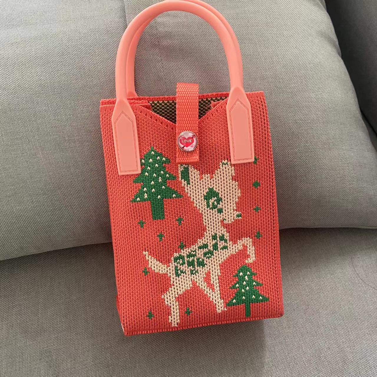 Nuevo amor bolso del teléfono móvil bolso de punto al por mayor de gran capacidad bolso de mano estudiante crossbody bolsa de lana fábrica