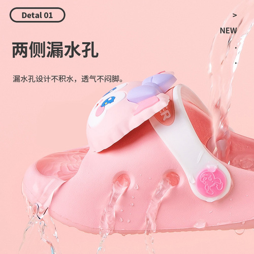 Fawn Milli Summer Girls Slippers Cute Cartoon Baby Indoor and Outdoor Wear-Resistant Soft Bottom Strappy Croc Shoes for Children