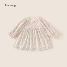 宥宝童装女童蕾丝花边领连衣裙秋冬新款法式碎花甜美儿童公主裙