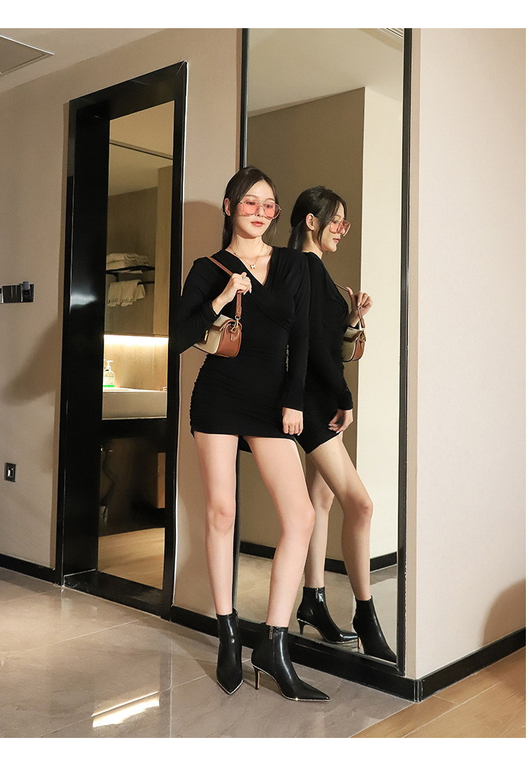 Smal klack med hög klack och dragkedja i sidan, spetsiga rhine-borrstövlar för kvinnor_voghion.com