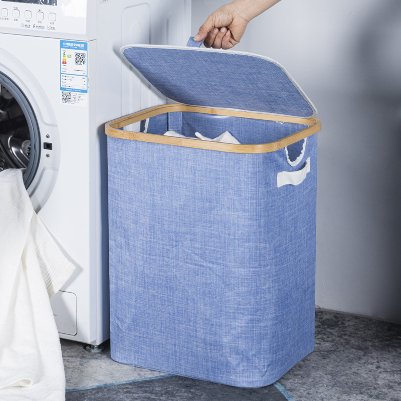 Cesta de ropa sucia de bambú de Nan Cesta de almacenamiento de ropa sucia de baño multifuncional plegable al aire libre Cesta de acabado de bambú