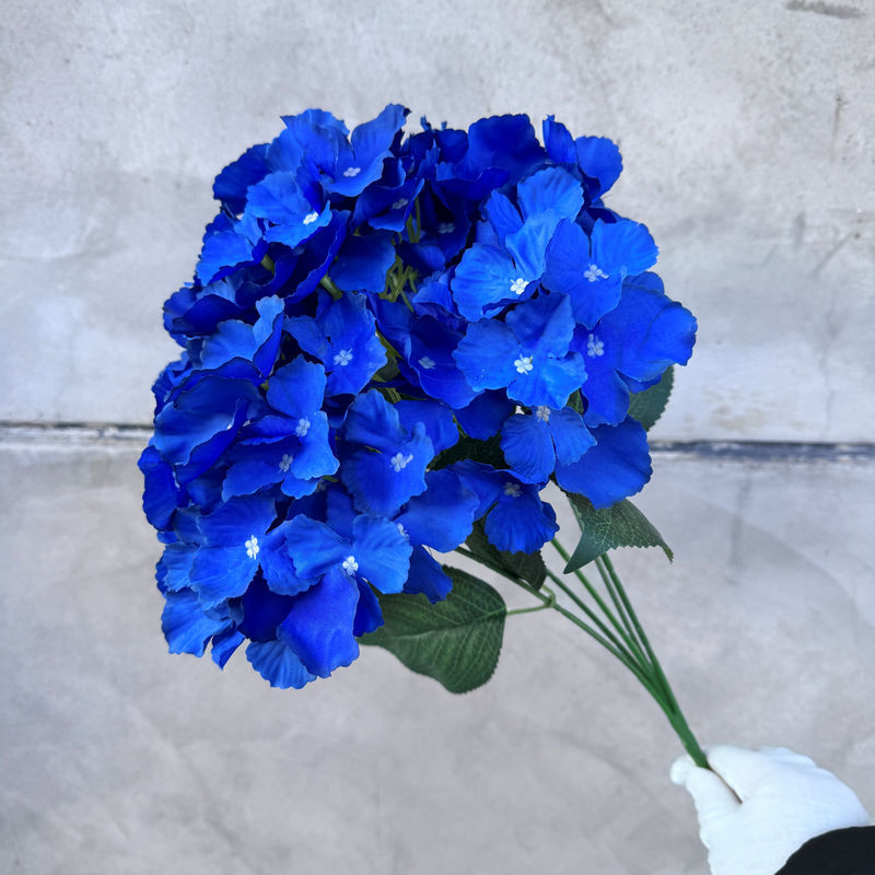 Simulación de racimo de 5 cabezas hortensias flores artificiales boda hotel decoración fondo del hogar