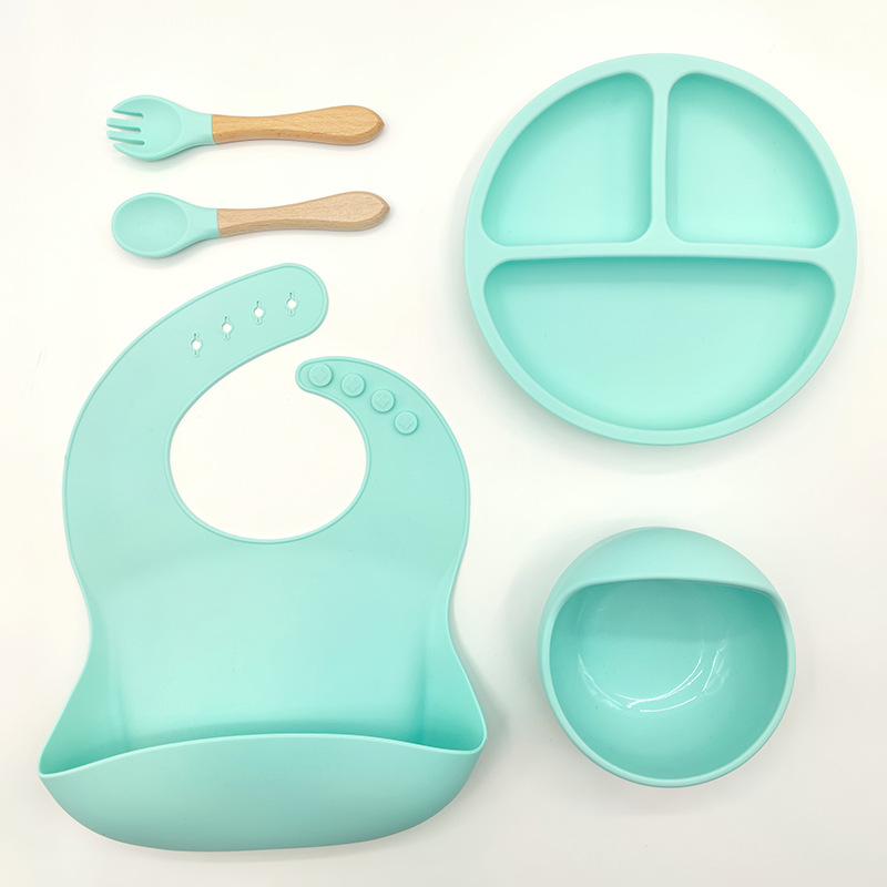 Juego de vajilla de silicona para niños, vajilla para alimentación maternoinfantil, plato de comida, tazón de comida, bebé aprende a comer, plato separado