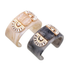 跨境热销镶钻手镯欧美个性夸张开口手镯高级感树脂Bracelet饰品
