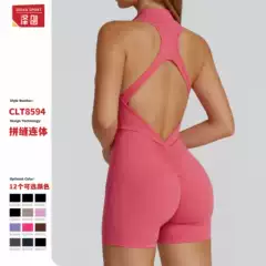 Zechuang spring high-intensity sports beauty back yoga jumpsuit zipper nude feeling tight one-piece fitness suit female 8594