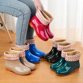 雨鞋女低筒水鞋牛筋底雨靴保暖防滑套鞋短筒水靴劳保胶鞋批发零售