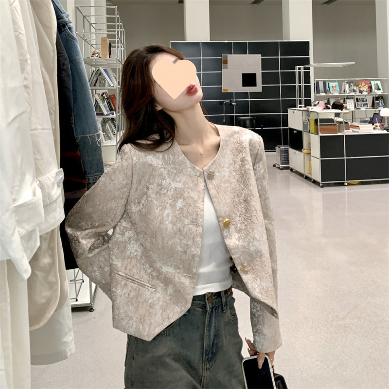 中式提花香風外套設計2025春秋新款法式復古氣質高級短款上衣