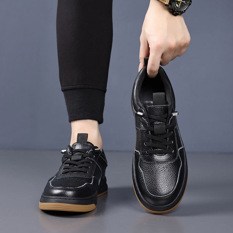 Zapatos de skate casuales de cuero de vaca para hombres, zapatos blancos transpirables de cuero para hombres, zapatos deportivos para hombres, zapatos para hombres
