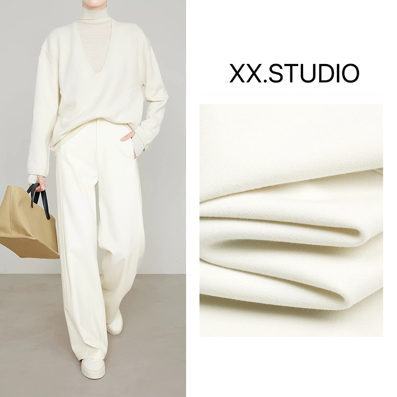 【Winter Love Song】Thickened Acetate Wool Pants, Soft and Not Bulky, High-Waisted, Wide-Legged, Casual Zhengzhou Women's Pants