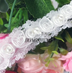 2.5cm Wide Three-Dimensional Flower Lace Beads Small Rose Princess Dress Lace Accessories