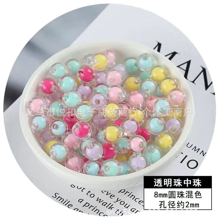 Transparent beads with 8mm beads, hole 2mm