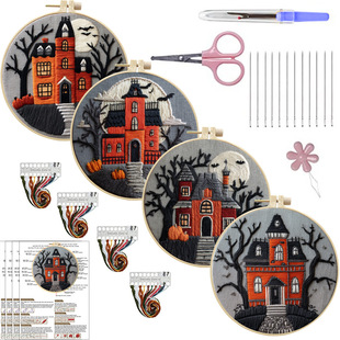 Original-Cross-Border New Product Embroider DIY Halloween Handmade Fabric Material Package Kit Creative Handmade Needlework English
