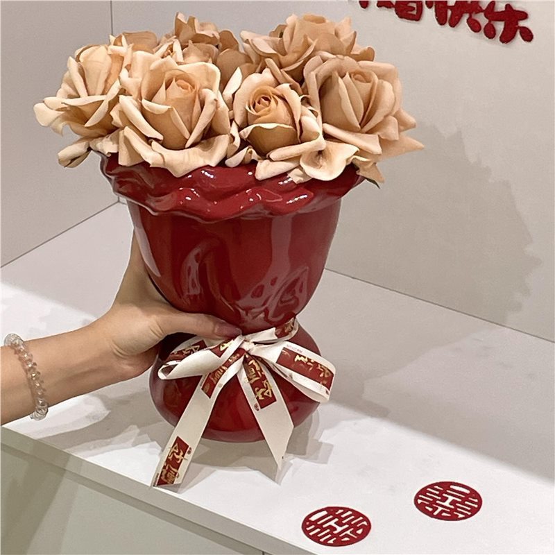 꽃 꽃병 홈 장식 결혼식을 들고 꽃다발 꽃병 장식품 새로운 꽃 모양 꽃꽂이 세라믹