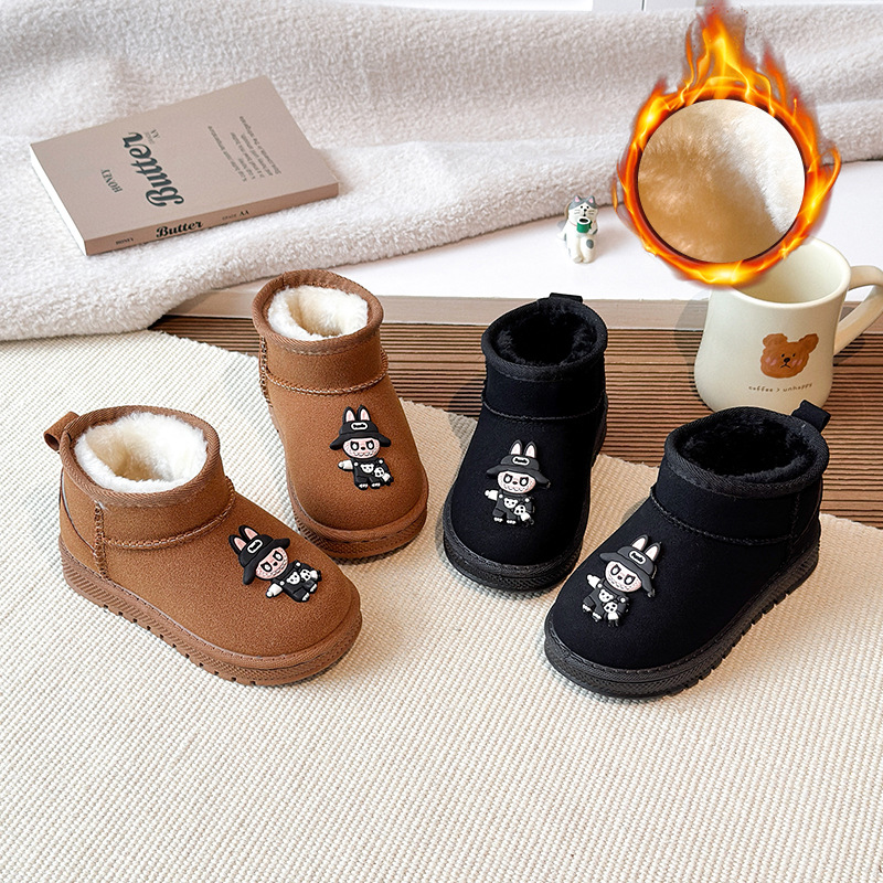 儿童卡通雪地靴2025冬加绒加厚女童防滑防水中大童男童棉靴保暖靴