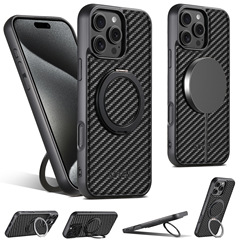 iPhone17対応 磁気ワイヤレス充電360 ° 回転式スタンド付きリングホルダー付きレザーケース サムスンS25用携帯電話ケース