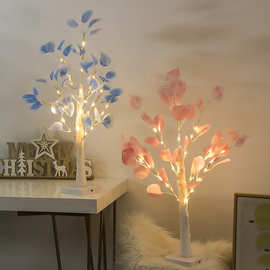 新款LED铜丝灯树灯台灯现代简约苹果叶树灯室内橱窗背景道具装饰