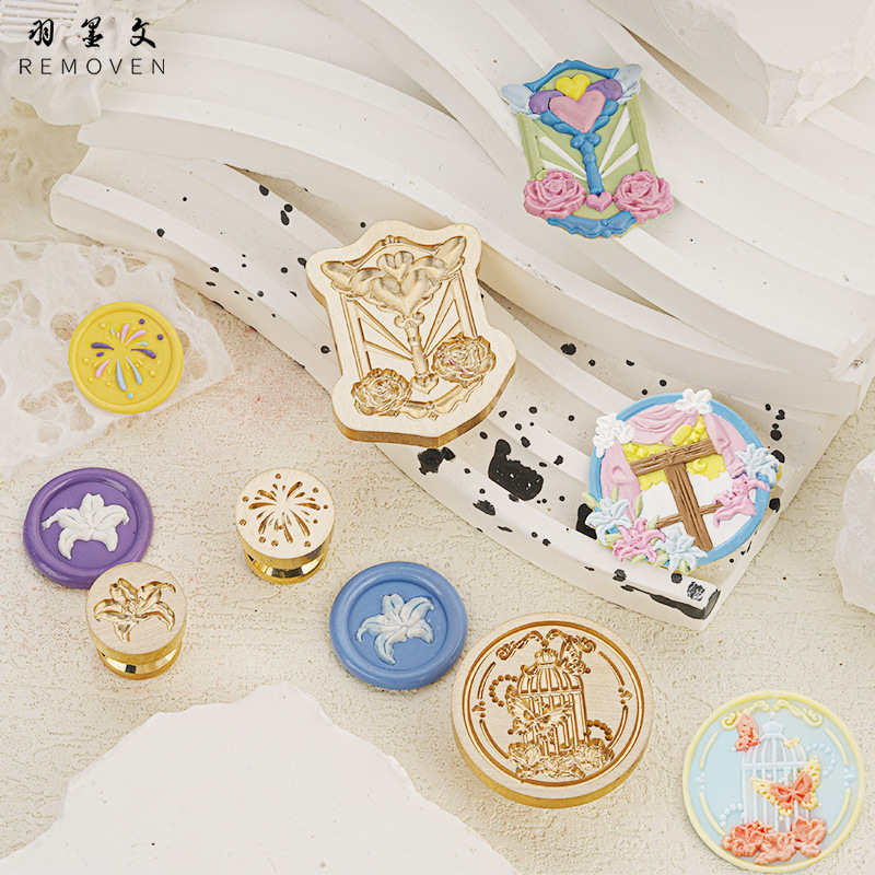 原創浮雕火漆印章頭小城雜記系列學生DIY手賬裝飾封印歐式復古信