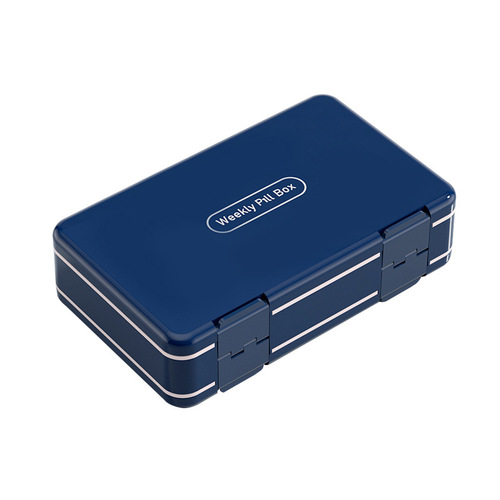 Portable sealed double-layered multi-compartment pill box for morning, noon and evening, large-capacity pill box with lid for business trip and one-week cross-border medicine box